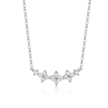 Flowers All Moissanite Necklace Gradient Smile Pendant for Women Girls Birthday Gift Couple Jewelry S925 Sterling Silver