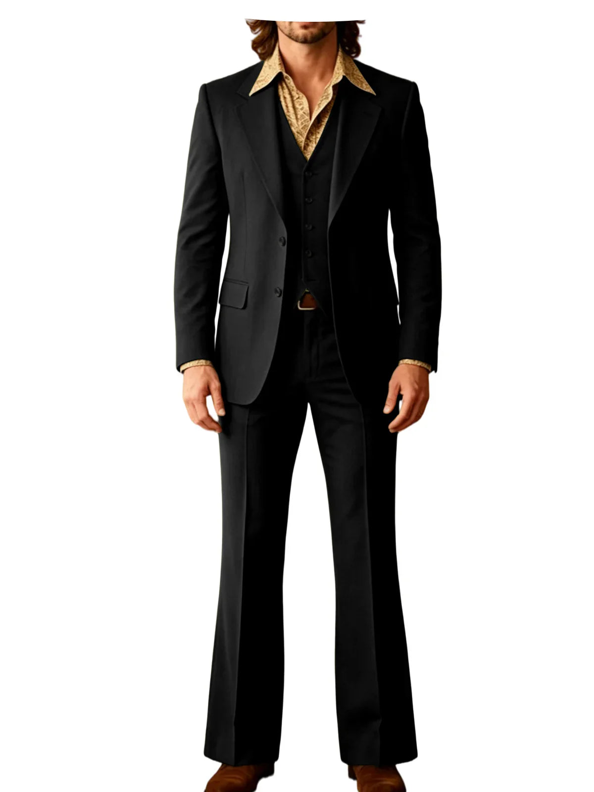 Retro Men's Linen 3 Piece Notch Lapel 2 buttons Jacket Flared Trouser Breathable Elastic for Casual Beach Wedding Groom Tuxedo