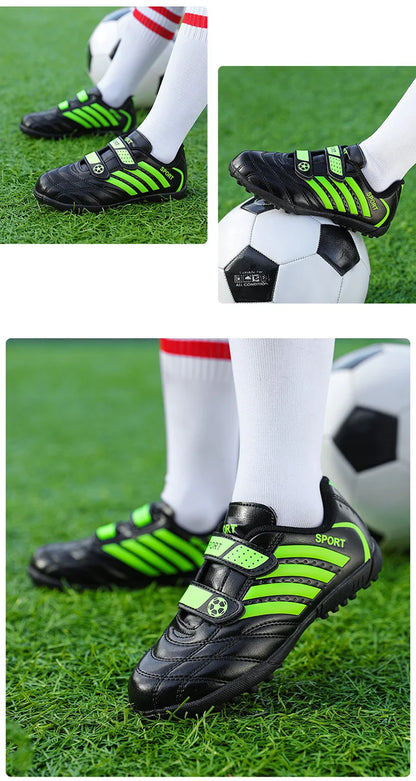Green Children Turf Soccer Shoes Cheap Football Cleats Training Football Boots Kids Futsal Shoes Sneaker for Boy botas de fútbol