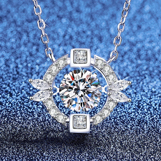 1CT Moissanite Pendant Necklace for Women  Certified 925 Sterling Silver Lab Diamond Neck Chain Party Jewelry Gifts