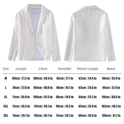 2024 Retro Cotton Linen Men Blazer Coat Beach Wedding Party Suit Spring Summer Fashion Male Formal Business Slim Suit Jacket
