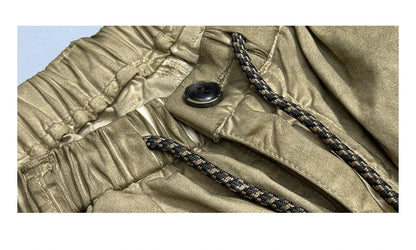Mens American Vintage Baggy Cargo Pants Multi Pocket Distressed 100% Cotton Straight Leg Loose Fit Premium Quality Pants Trendy