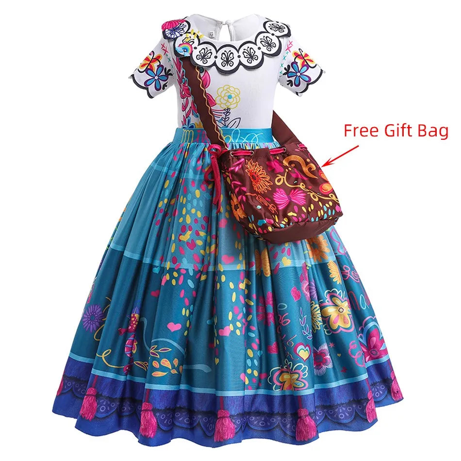 Kids Encanto Mirabel Isabela Dolores Costume Girls Elsa Belle Rapunzel Mermaid Carnival Cosplay Dress Children Princess Clothes
