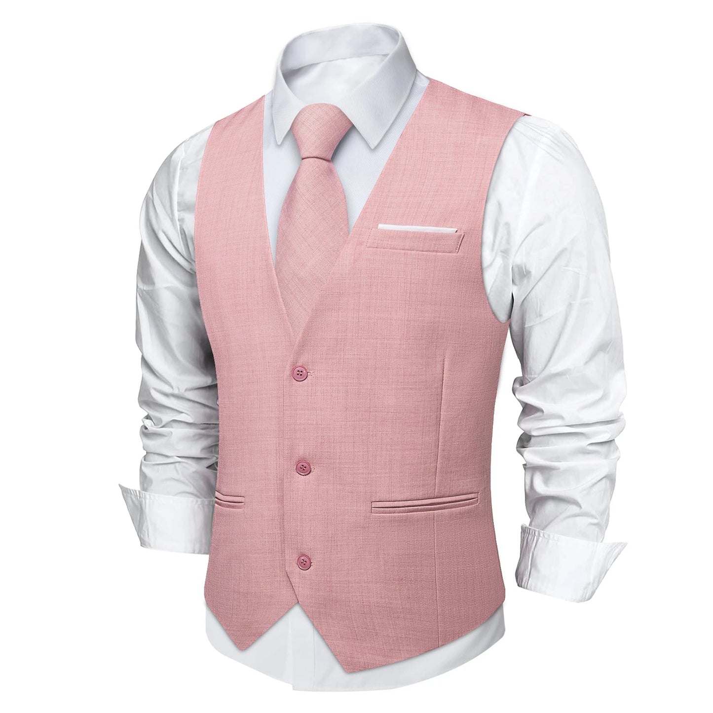 Fashion Men Vest Blue Single Breasted V Neck Solid Waistcoat For Wedding Birthday Party Prom Business Daily Casual Men Suit Vest