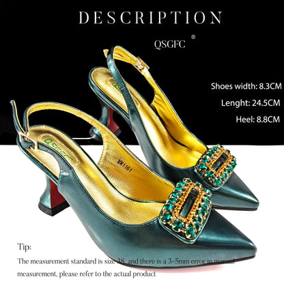 Italian Design Rhinestone-encrusted Ladies Party Shoes And Special Bag Women High Heels Wedding Dual Purpose Bag