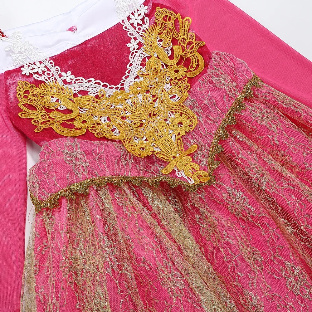 Girls Princess Costume Aurora Vestidos Cosplay Dress Girls Halloween Carnival Birthday Outfit Party Ball Gown
