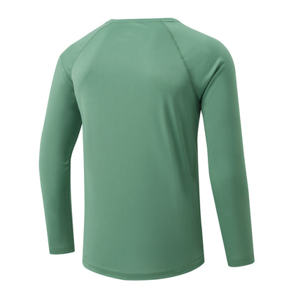 Men UPF 50+ Long Sleeve T-Shirt, Rash Guard Breathable Tops, Pullover Shirt for Sport Fishing Hiking Running Beach Surfing
