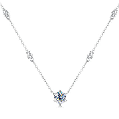 1CT GRA Certified Moissanite Necklace for Women Lab Created Diamond 925 Silver Pendants 18k Gold Plated Jewelry