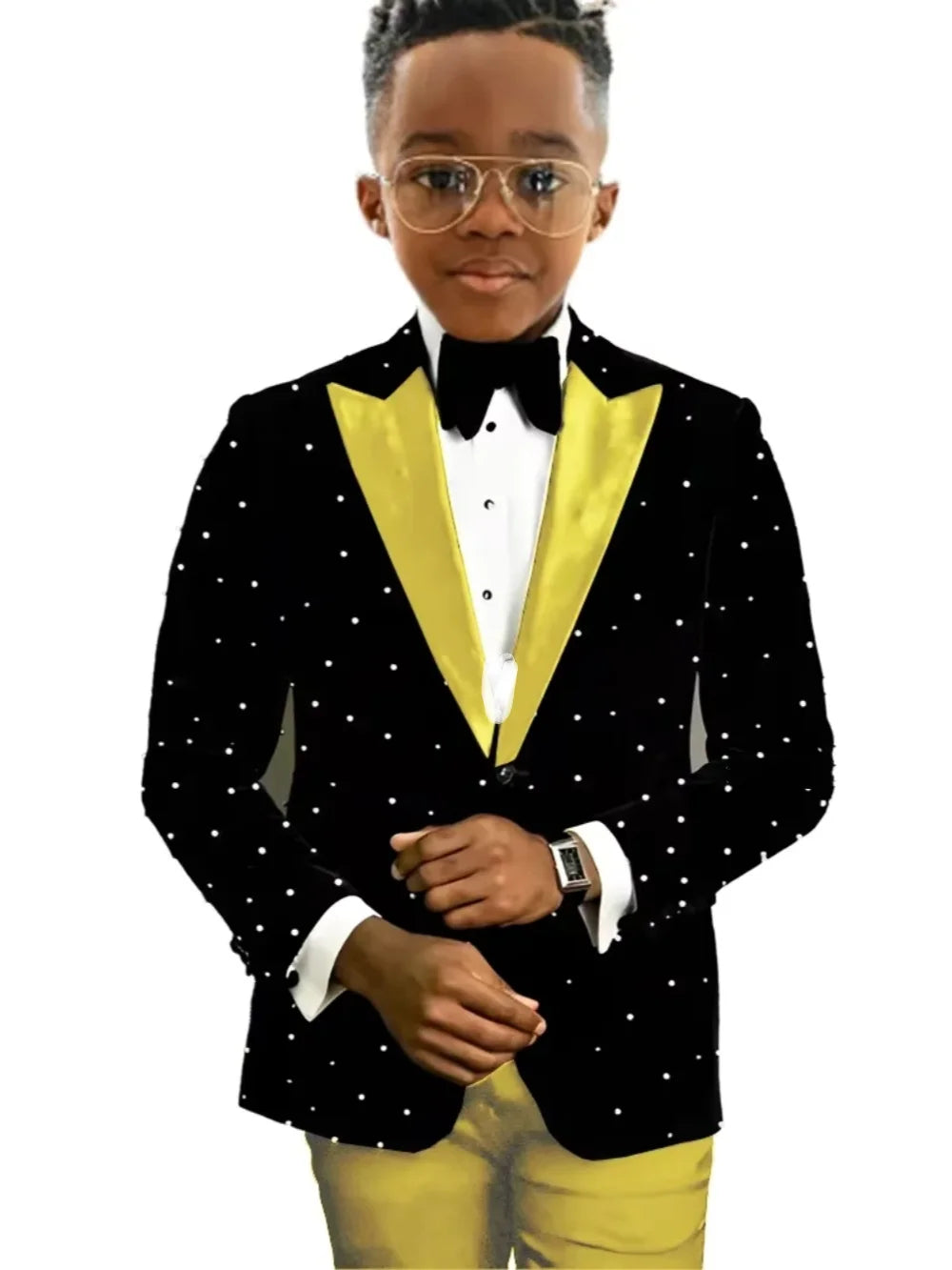 Boys Luxury Beaded Suits 2 Pieces Jacket Pants Wedding Ring Bearer Outfit Formal Handsome Kids Suit Set Host Costumes 2-20T