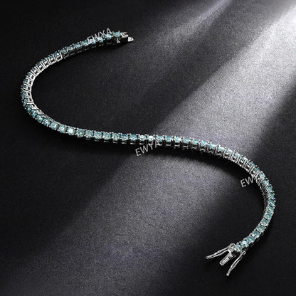Luxury 3/4/5MM Full Blue Green Moissanite Tennis Bracelet for Men Women S925 Red Pass Diamond Test Bracelets Wholesale Gift