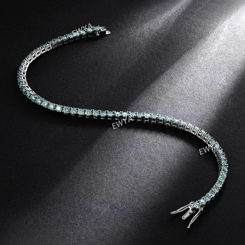 Luxury Real 3/4/5/6.5MM Full Champagne Blue Green Moissanite Tennis Bracelet for Men Women S925 All Red Diamond Bracelets