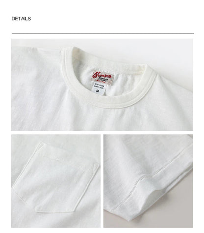 Rugged Bronson Loopwheel Tubular Pocket T-Shirt 220g Slub Cotton Men's Seamless Side Tee Short Sleeve