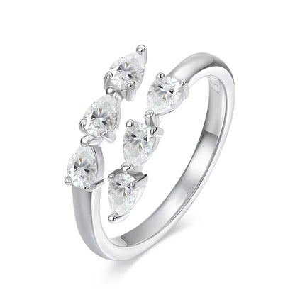 Water Drop Certified Moissanite Ring for Women Lab Diamond Promise Band Pure S925 Silver Female Crown Single Tail Rings