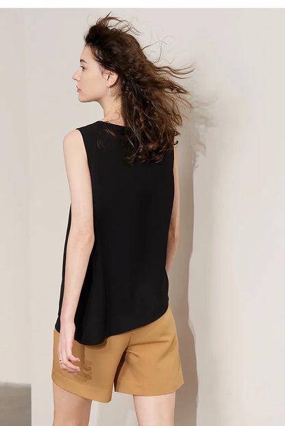Women's Blouse 2026 Summer New Flowy Chiffon Asymmetric Hem Top Elegant Office Solid Casual V-Neck Shirt For Women 12612025