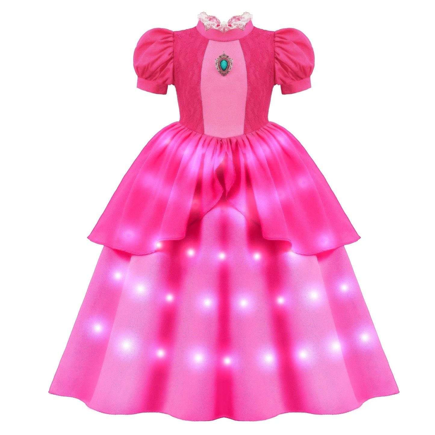 2025 Evening Party Girls LED Lights Elsa Anna Kids Princess Dress Coslplay Halloween Luminous Prom Gowns