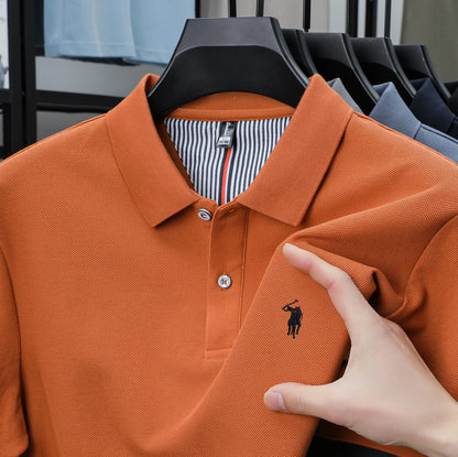 100%cotton luxury men's classic pony embroidery comfortable polo shirt fashionable summer new top breathable short sleeved shirt