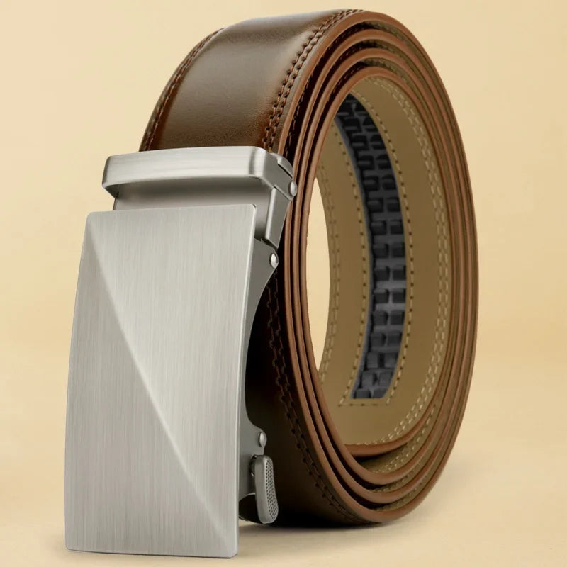 Brand Leather Belts for Men 115cm-145cm Automatic belt with ratchet strap Top quality belts, luxury belts for men