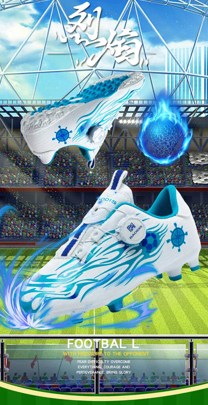 Kids Turf Soccer Cleats Children Football Shoes Breathable Lightweight Training Sneakers Non-Slip Athletic Sport Boots Boys Girl