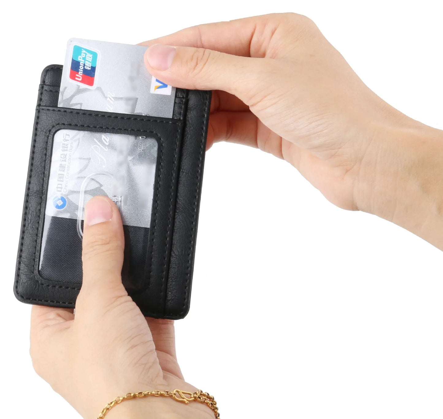 Blocking Wallet Business Card Cover for Case Super Thin Men Leather Credit Card Holder Card Travel Wallet Minimalist Wallet