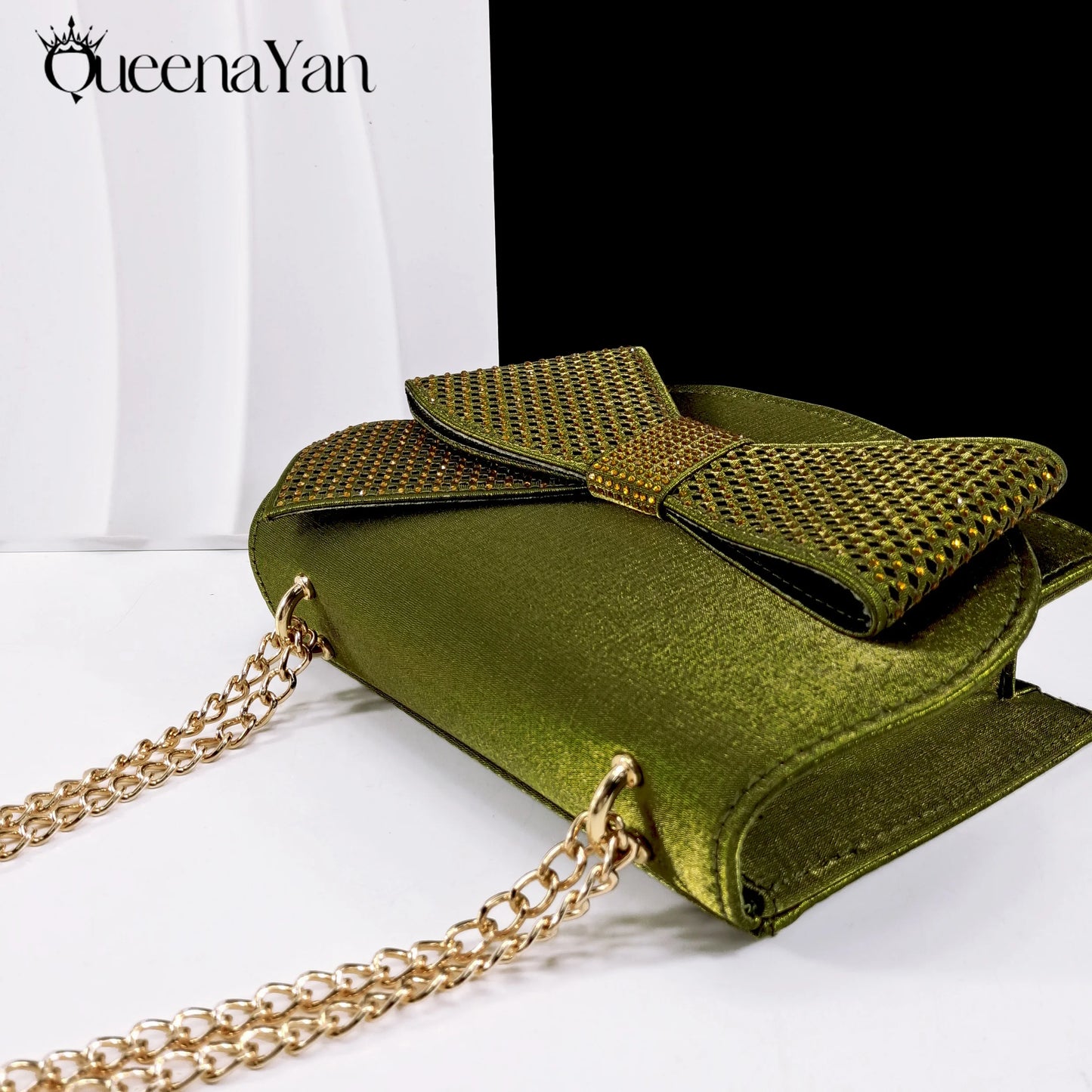 2025 New Rhinestone Design African Shoes & Bag Set in Olive  Open Toe Comfortable Women's High Heels Hot Sale on Instagram