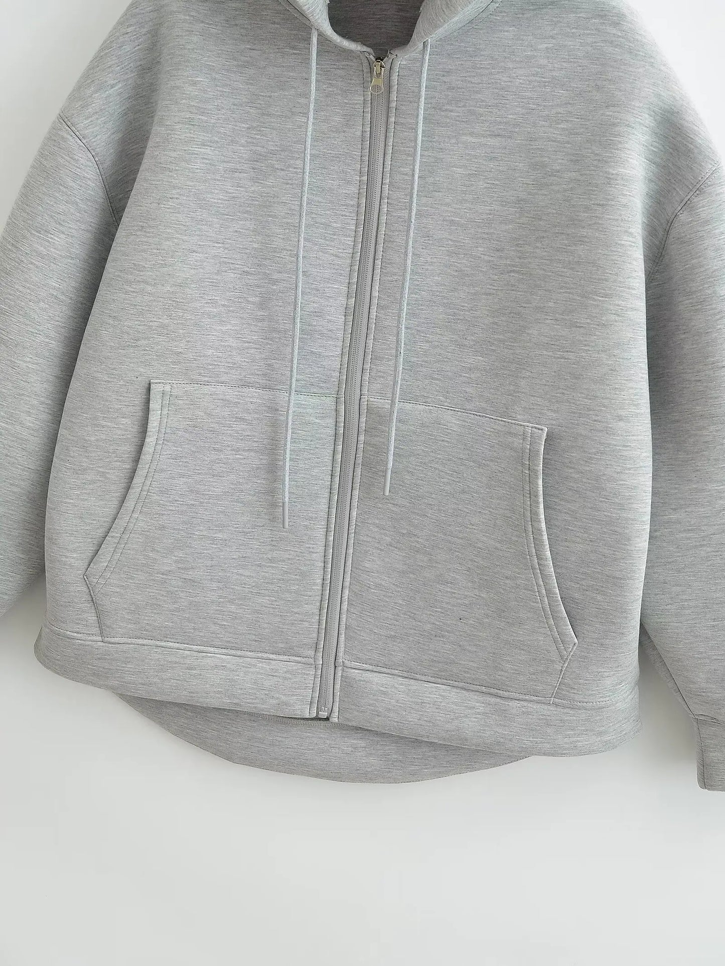 2026 Casual Women's Soild Zipper Hoodie Long Sleeve Big Pocket Zipper Jacket With Hood Female Loose Outerwear Coat Tops