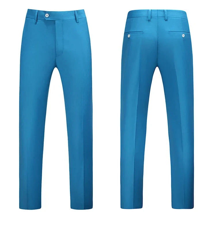 British Style Solid High Waist Trousers Men Formal Trousers High Quality Slim Fit Business Casual Suit Pants Groom Wedding Dress