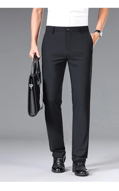 Brand Clothing 2026 Summer High Stretch Men's Casual Pants Quick Dry Business Straight Pants Thin Formal Suit Trousers Male 40