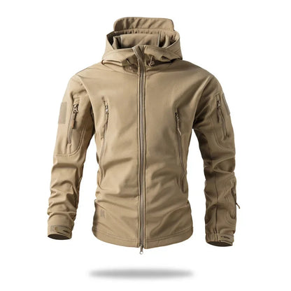 New Soft Shell Tactical Jacket  Men Winter Fleece Hooded Coat Hunting Clothes Outdoor Camouflage CS Tops Waterproof Windproof
