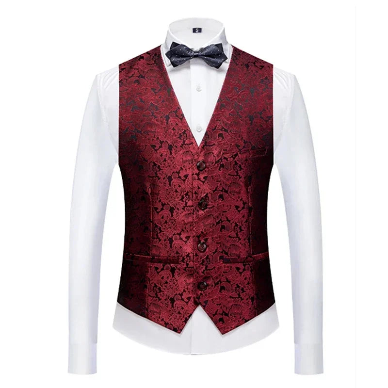 26 Colors Men's Suit Vest Single-breasted V-neck Vests Jacket Men Wedding Party Waistcoat Red Blue Green White Pink