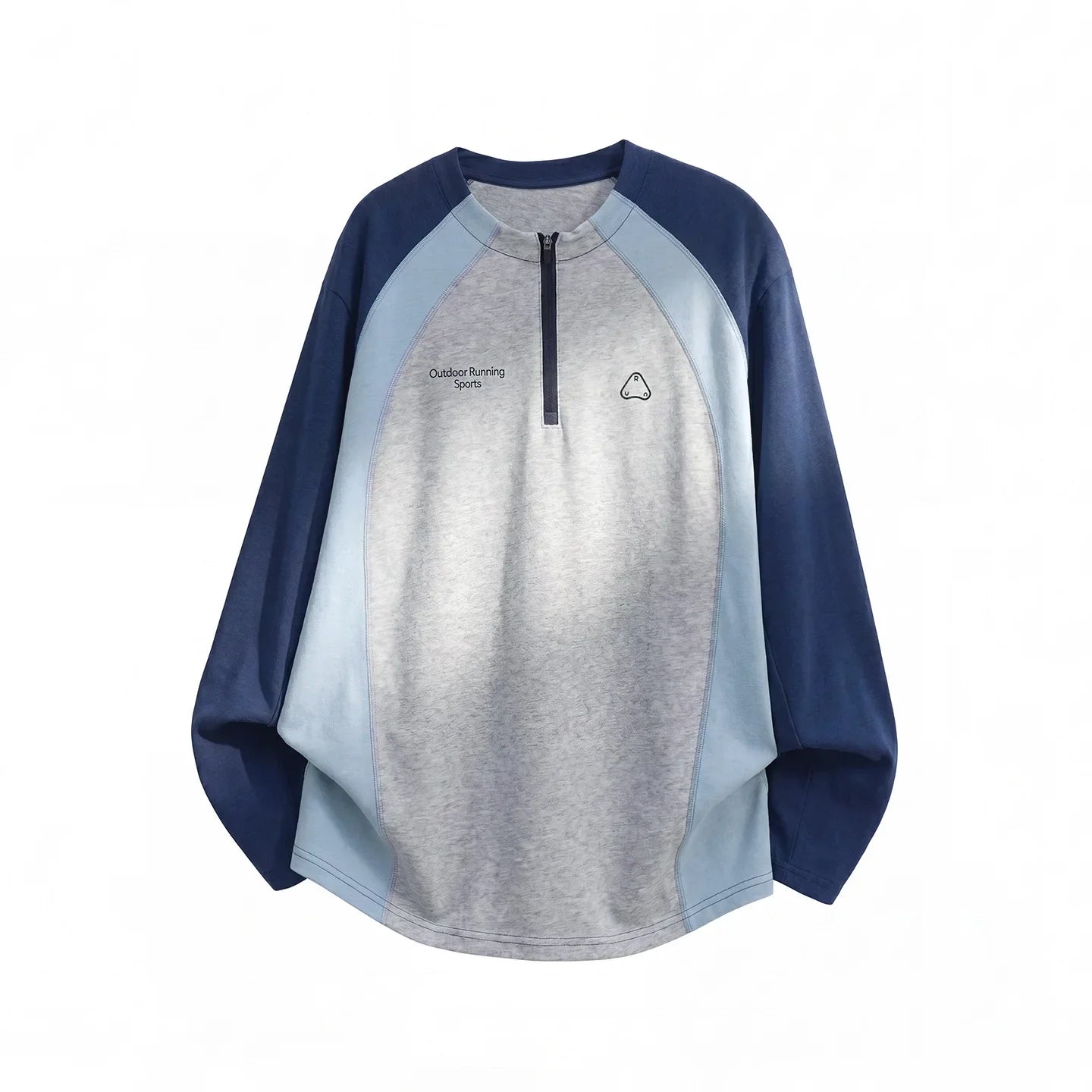 Men's Retro Colorblock Raglan Sleeve Long Sleeve T-Shirt – Loose Fit Half-Zip Athletic Top with Moisture-Wicking Fabric