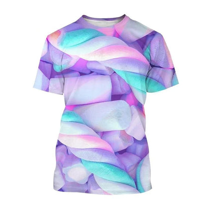 Summer Funny T-Shirts Lollipop Candy 3D Print Streetwear Men Women Casual Oversized Short Sleeve T Shirt Male Tees Tops Clothing