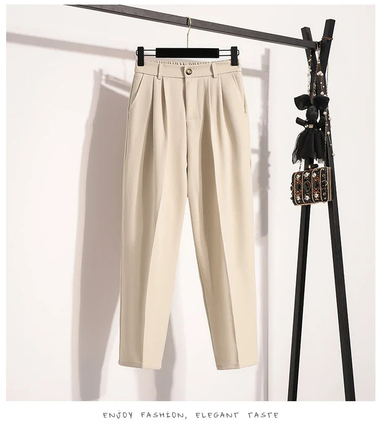 Plus Size Pants Woman 2026 Spring Autumn New Arrival High Waist Suit Pants High Quality Korean Style Straight Trousers