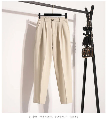 Plus Size Pants Woman 2026 Spring Autumn New Arrival High Waist Suit Pants High Quality Korean Style Straight Trousers