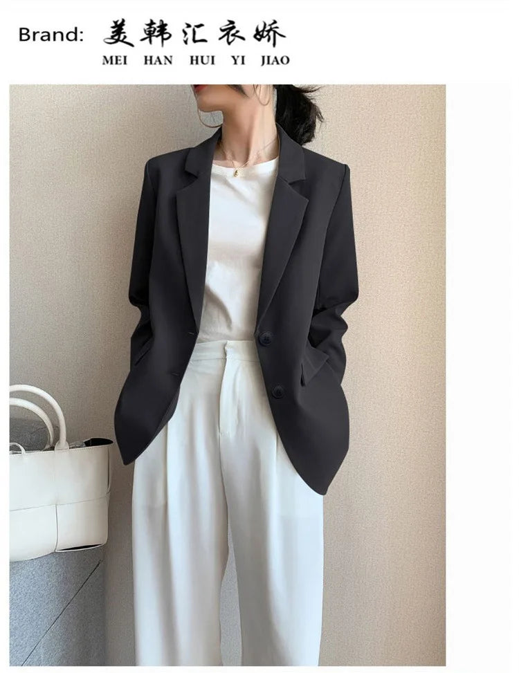 New Solid Color Blazer Coat Female Spring Autumn  Fashion Suit Jacket Ladies 2026  Advanced Long Sleeves Casual Tops Outwear
