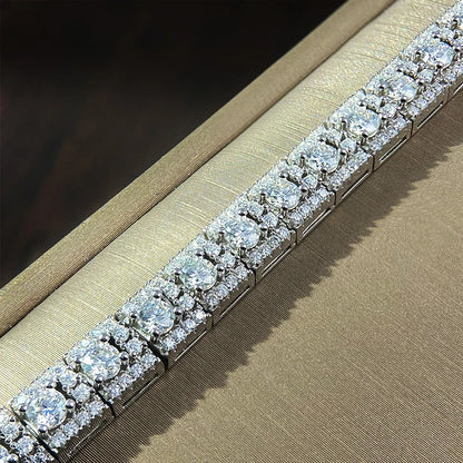D VVS1 Moissanite Tennis Bracelet GRA Certified Lab Diamond 925 Sterling Silver 6mm Width Cuban Bracelets for Women Man