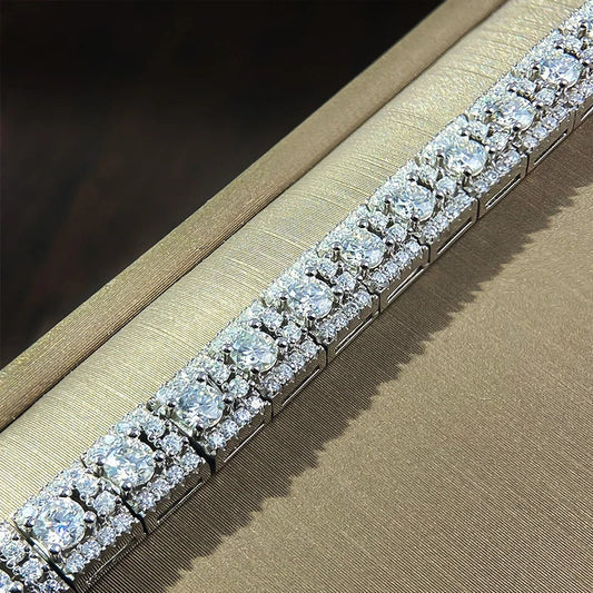 Bracelet de tennis en moissanite D VVS1, certifié GRA, diamant de laboratoire, argent sterling 925, largeur 6 mm, bracelets cubains pour femmes et hommes