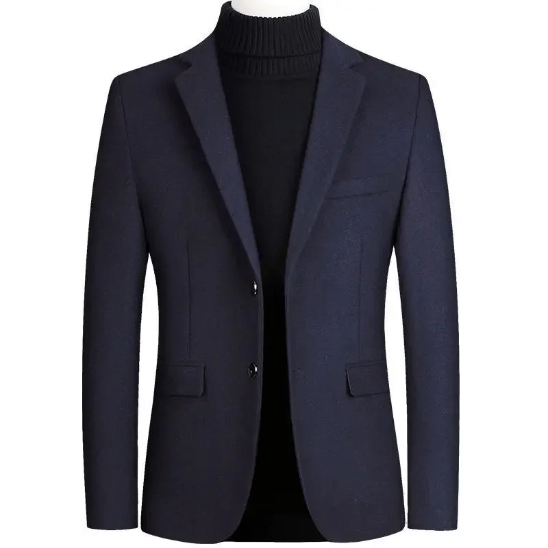 Brand Business Casual Wool Blazer Men 2026 Autumn and Winter New Solid Men Blazer Regular Fit Long Sleeve Blazers for Men