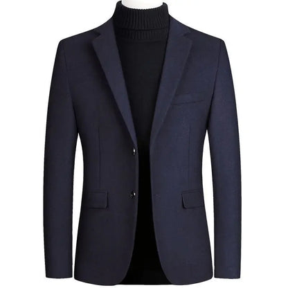Brand Business Casual Wool Blazer Men 2026 Autumn and Winter New Solid Men Blazer Regular Fit Long Sleeve Blazers for Men