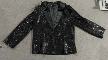 High End Men's Gold Sequin Suit European and American Hosting Performance Dress Korean Version Slim Fit Studio Suit Jacket