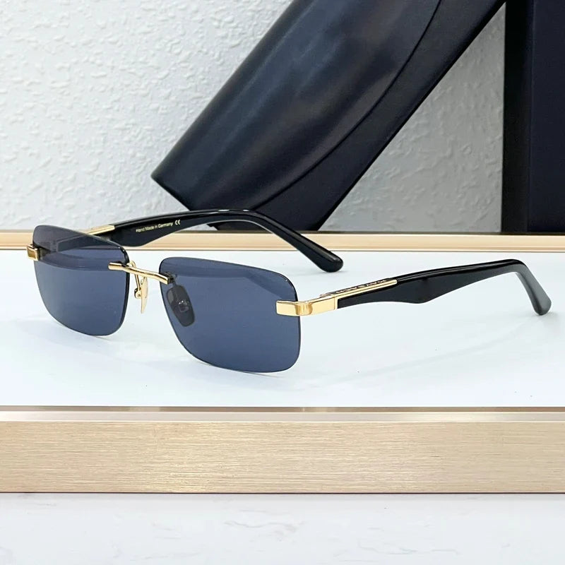 Luxury THE ARTIST I Rimless Sunglasses Alloy Acetate Designer Brand Fashion Design Irregular Square UV400 High Quality Men Women