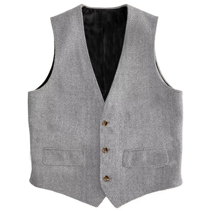 Men Vest Brown Herringbone Single Button Waistcoat Vintage Regular Slim For Wedding Banquet Work Business Casual Men Suit Vest