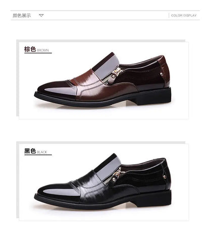 New autumn men's leather shoes Sharp pointed outdoor anti slip flat Fashion Business Zipper Footwear Casual comfort male shoes