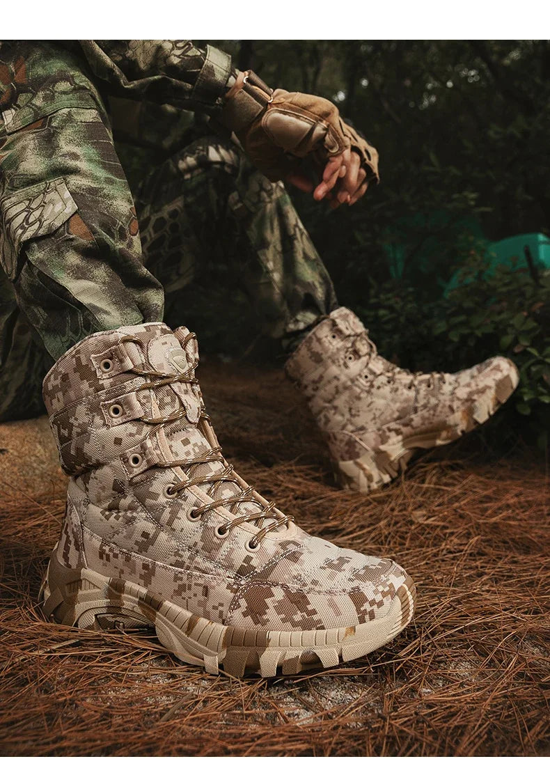 Men Tactical Boots Waterproof Army Work Climbing Hiking Shoes Training Motorcycle Hunting Safety Unisex Desert Boot High Quality