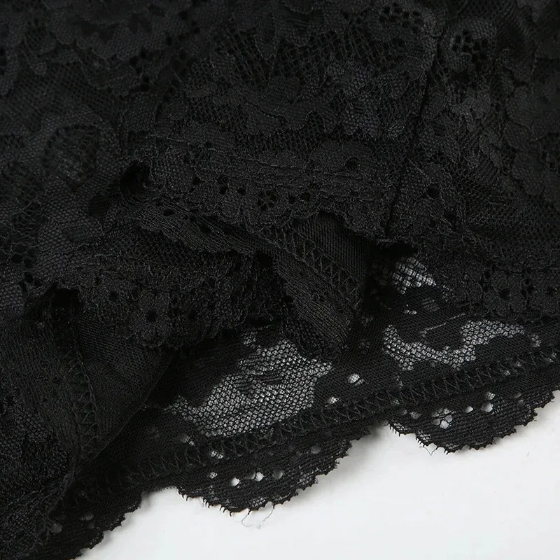 Lace Transparent Mini Dress Sexy Women Wrapping Spaghetti Embroidery Flower Sheath Nightwear Club Mesh Wave Fantacy