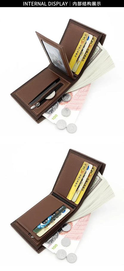 Portefeuille Homme Luxe Mince Court - Porte-Cartes en Cuir PU de Haute Qualité avec Porte-Monnaie, Petit Portefeuille Compact pour Homme pour Usage Quotidien