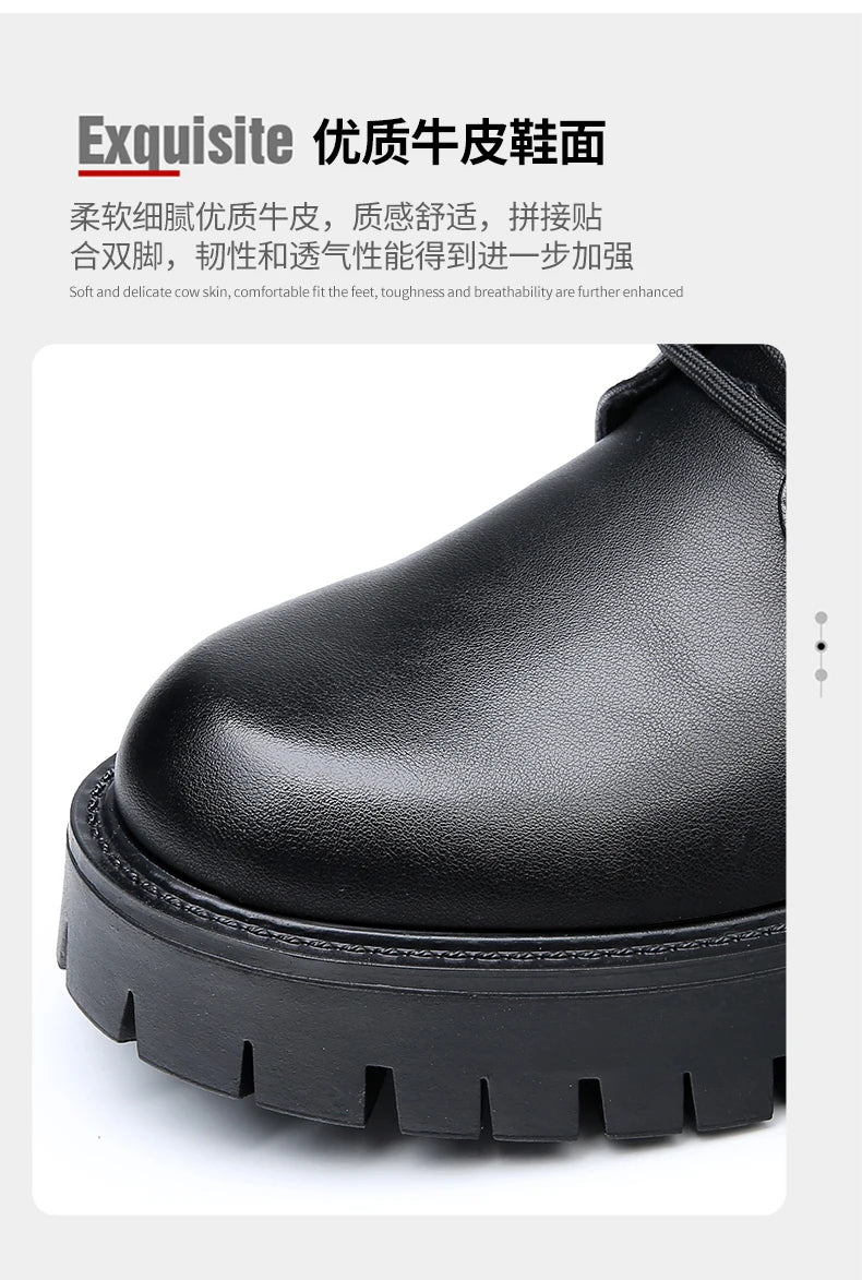 Fashion White Boots For Men New British Style Platform Motorcycle Boots Good Quality Casual Men’s High Top Leather Shoes Punk