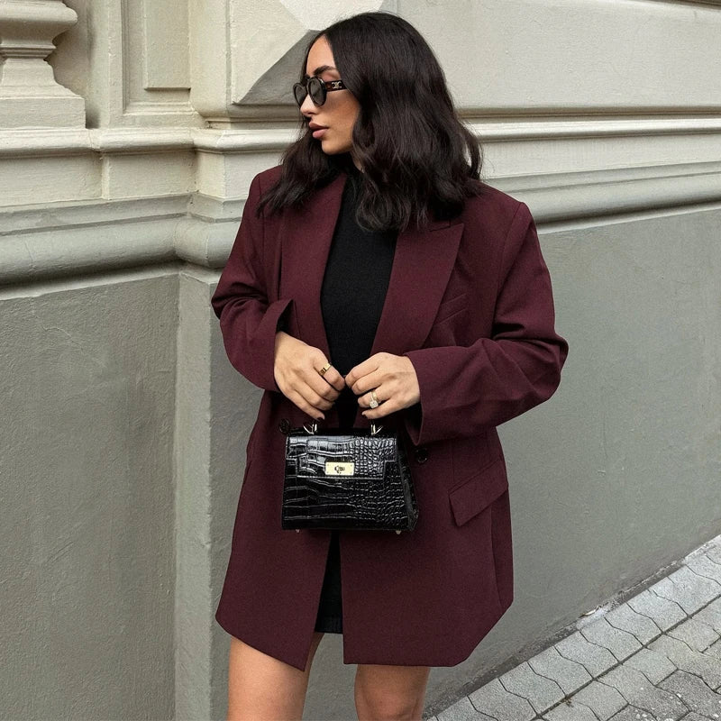 2025 Straight Long Blazers for Women Winter Outerwears Women's Blazer Jackets Streetwear Coat Long Sleeve Blazer Woman