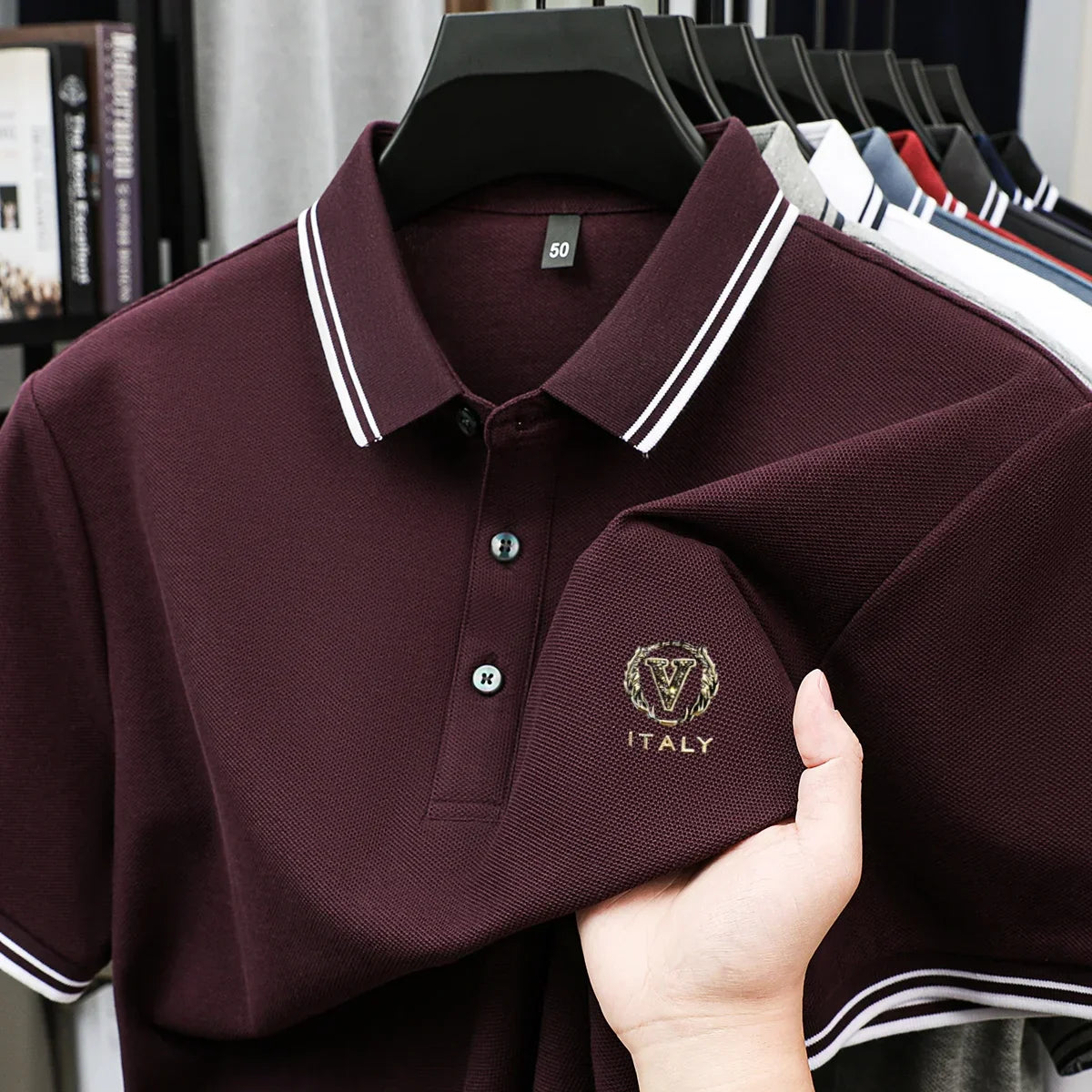 100% pure cotton men's polo shirt high-end brand unique letter printed short sleeve summer new comfortable casual lapel T-shirt