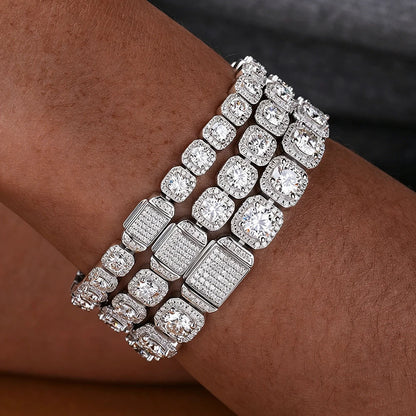 Luxury Full Moissanite Bracelets S925 Silver GRA Certified Lab Diamond Hand Chain for Women Men Wedding Fine Jewelry Gifts