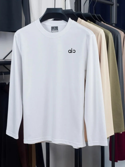 Fashionable Spring and Autumn New Comfortable Round Neck T-shirt High End Men's Bestselling Letter Embroidered Long Sleeve Top